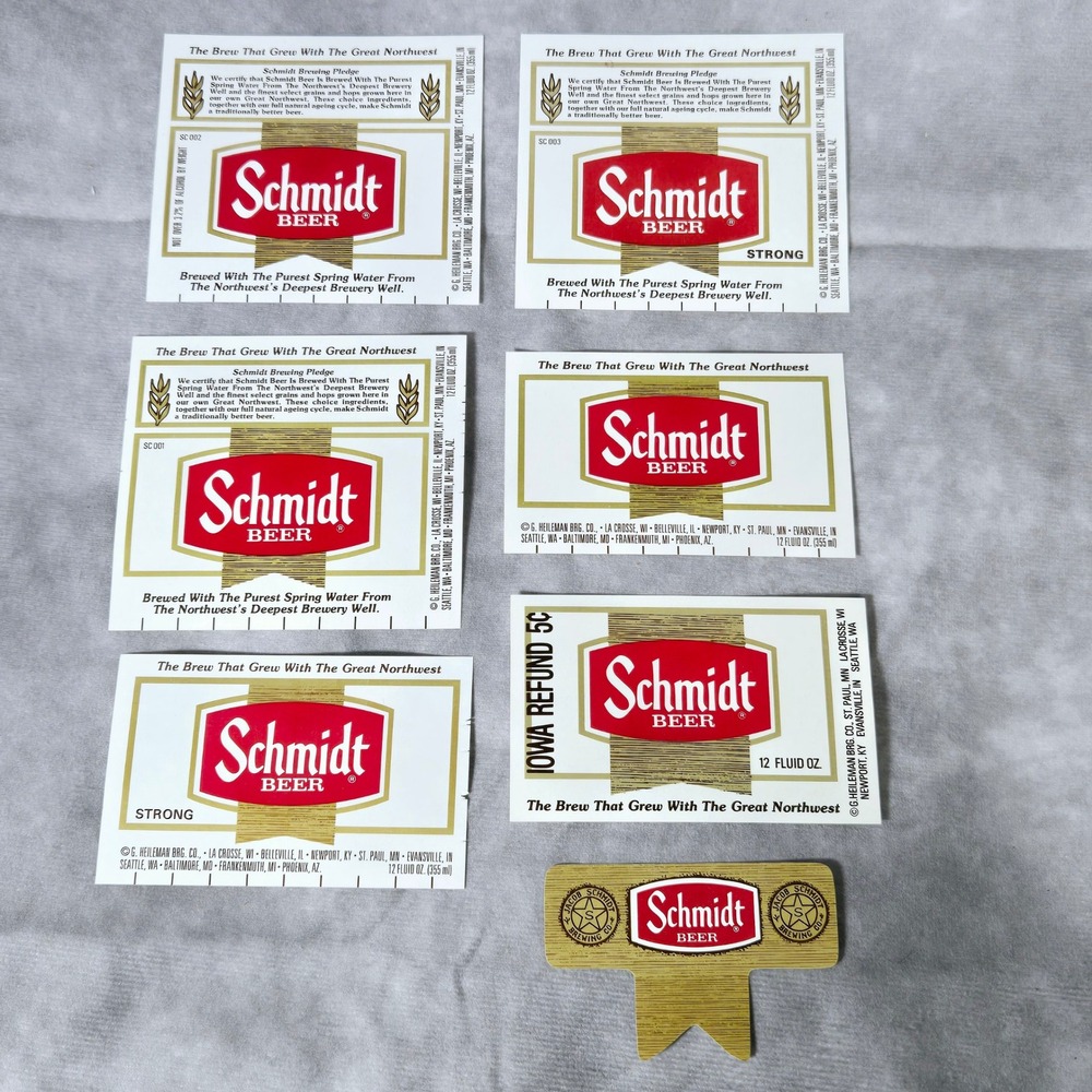Schmidt Beer Labels The Brew That Grew Lot of 7